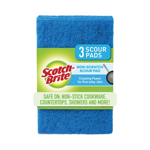 Scotch-Brite Non-Scratch Scour Pads, Size 3 x 6, Blue, PK10 62310